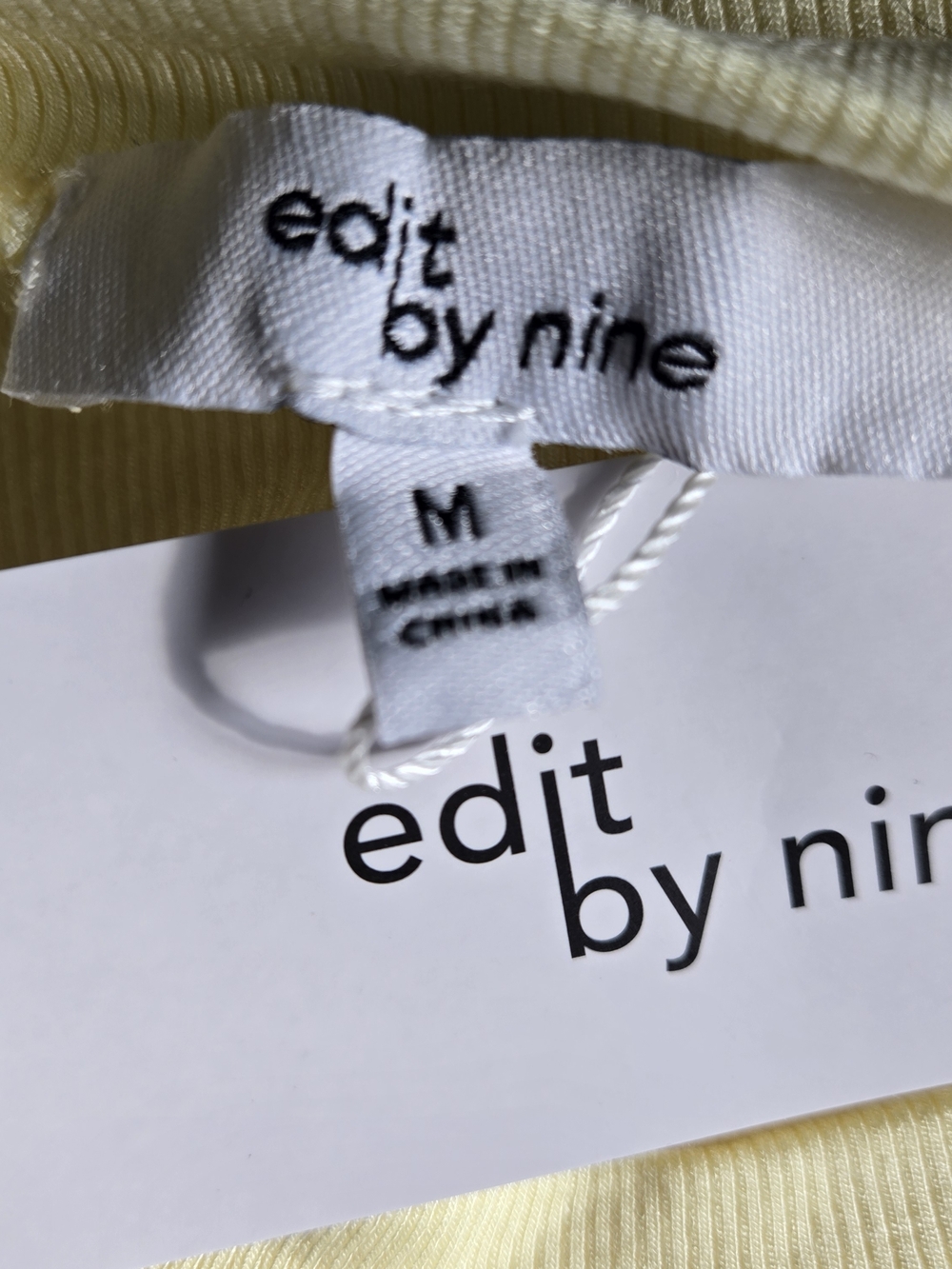 Edit by Nine Yellow Ruched Ribbed Mini Dress | Short Sleeve Drawstring - M - Picture 4 of 6